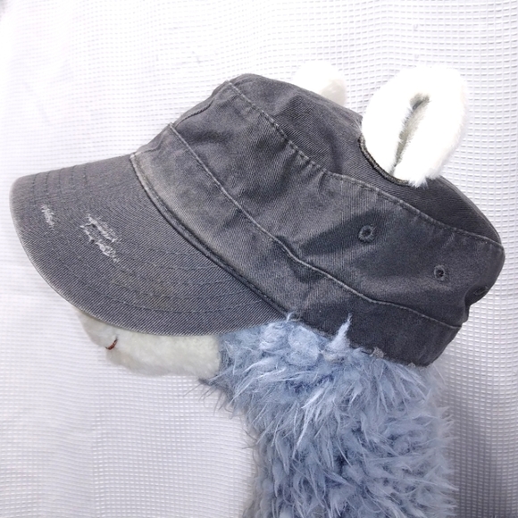 Gray Distressed Cotton Newsboy CAP Hat for Girls Women w Pigtails Red Stitching - Picture 8 of 12